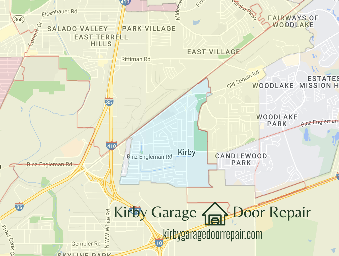 kirbygaragedoorrepair.com_kirby_texas_zip_code_map